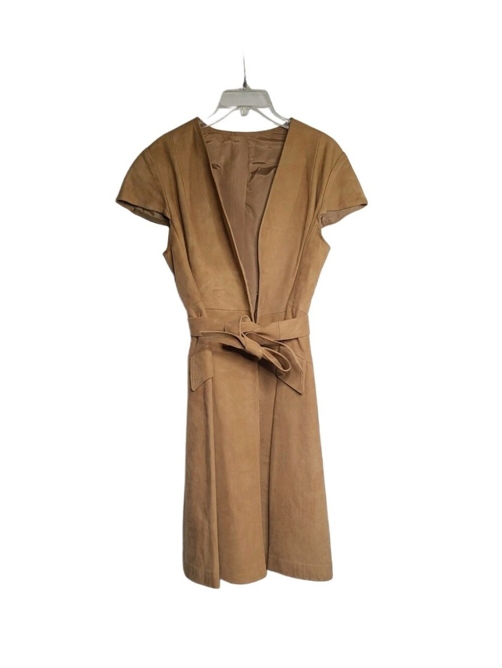 Vintage 50s 60s Mid Century Western Leather Suede Midi Belted Dress Womens M